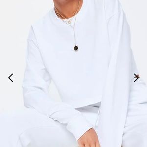 Missguided White Long Sleeve Cropped Sweatshirt